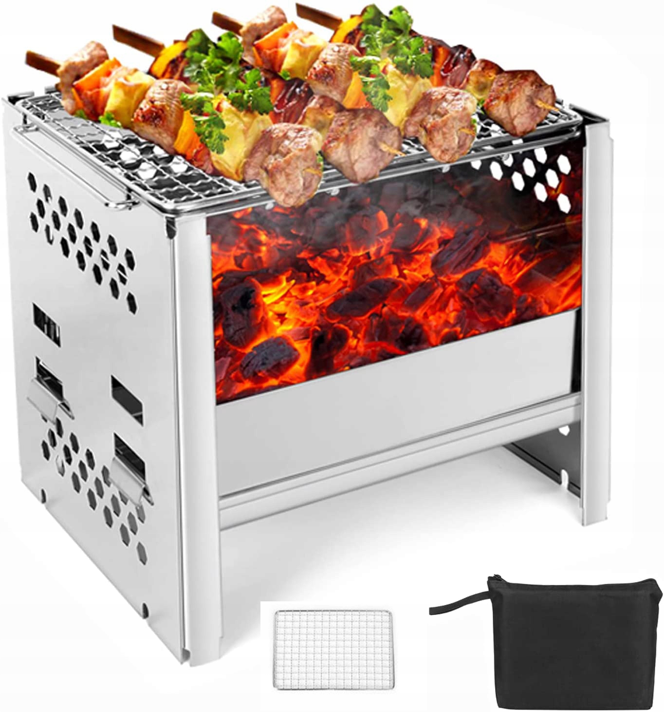 

Przenośny Grill Kempingowy Opalany Drewnem Piecyk