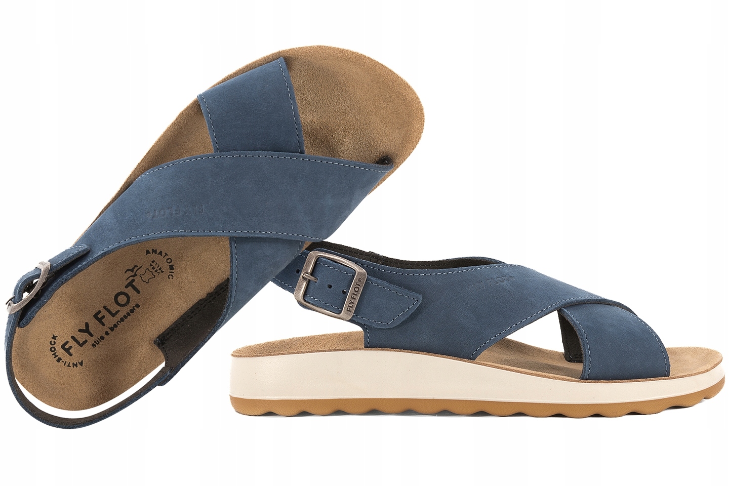 Fly Flot 77G69QC Italské Sandály Dámské Profilované Kůže Tmavě modrá 36