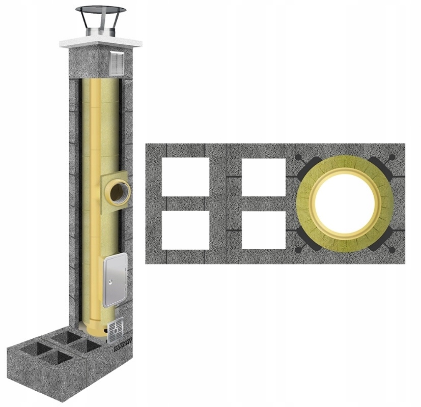 Keramický komínový systém KW2+W2 fi 180 4 m, izolovaný, zateplený, 36x78