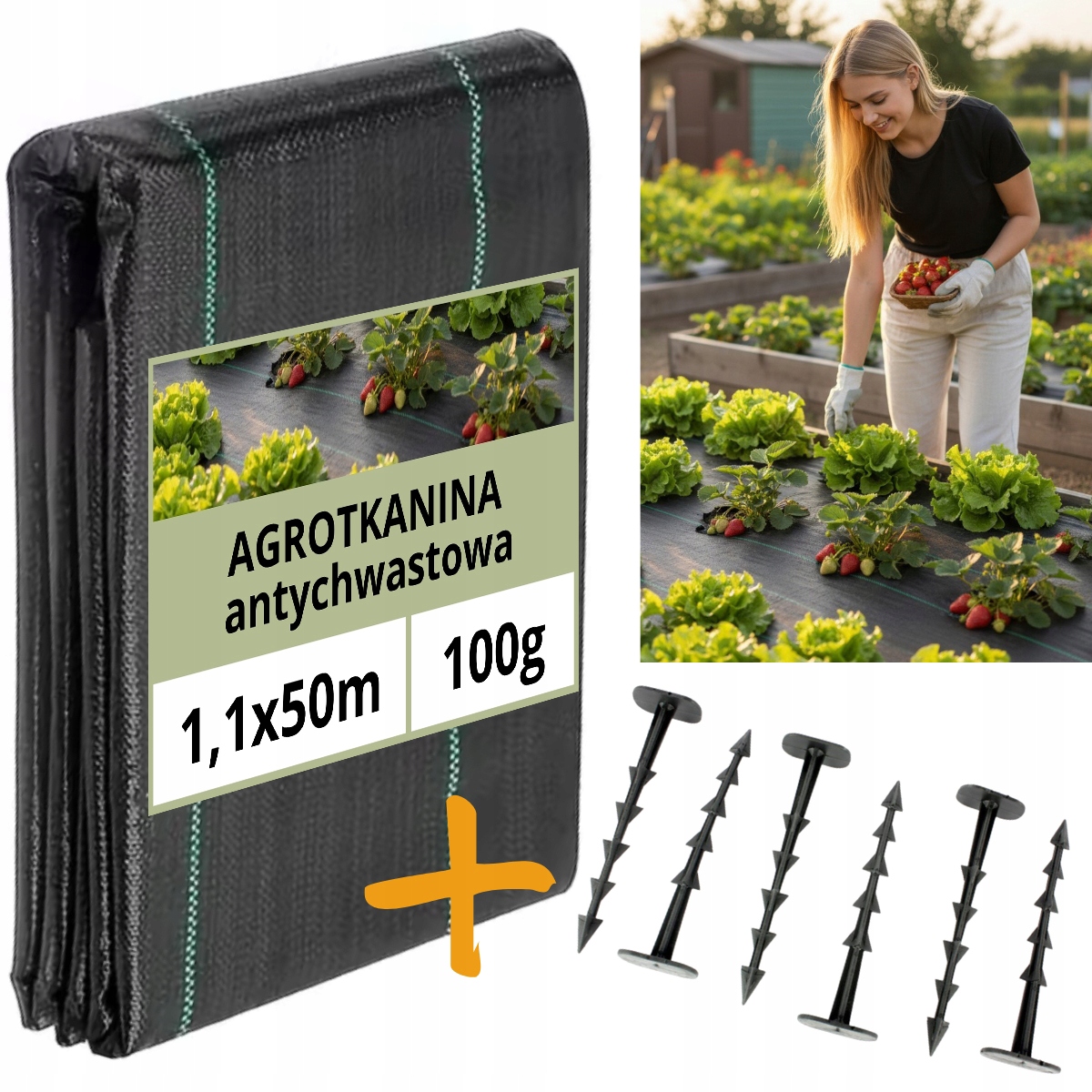 Agrotextilie 100 g Školkařská podložka 1,1 x 50 m špendlíky