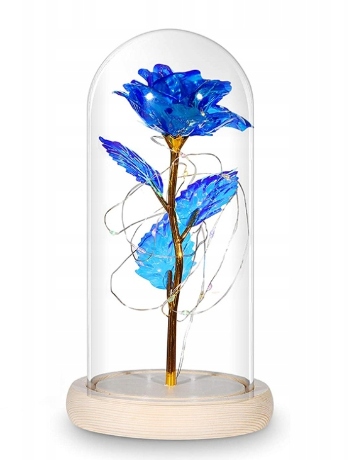 

Wieczna Róża W Szkle Szklana Róża +led Niebieska