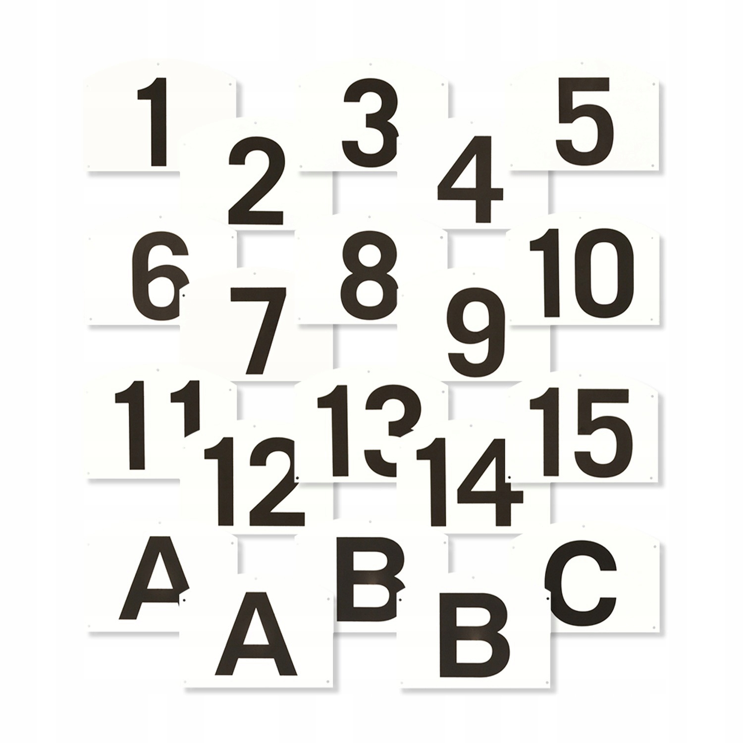Tabliczki do numeracji przeszkód ze stojakami numery 1-15 A-c zestaw parkur