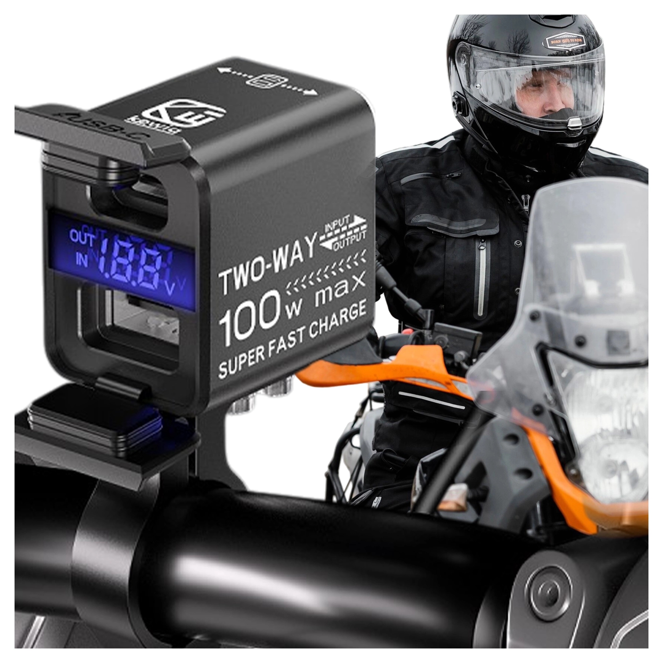 Motocyklová nabíjačka Kewig Usb Usb-c Rýchle Nabíjanie 100W Qc Voltomer