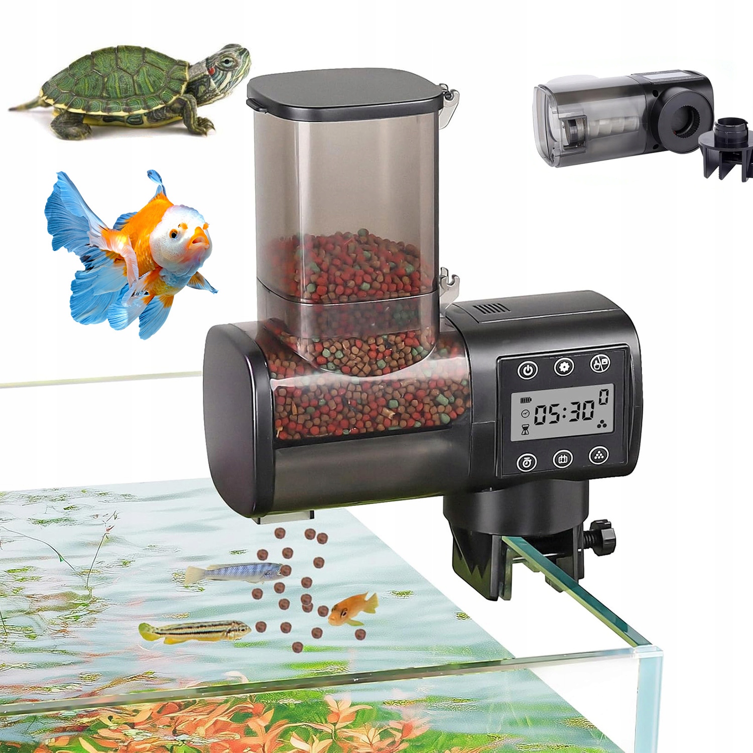 Levně Výkonné Automatické Krmítko Pro Ryby 500 ML S Funkcí Časovače LCD Obrazovkou