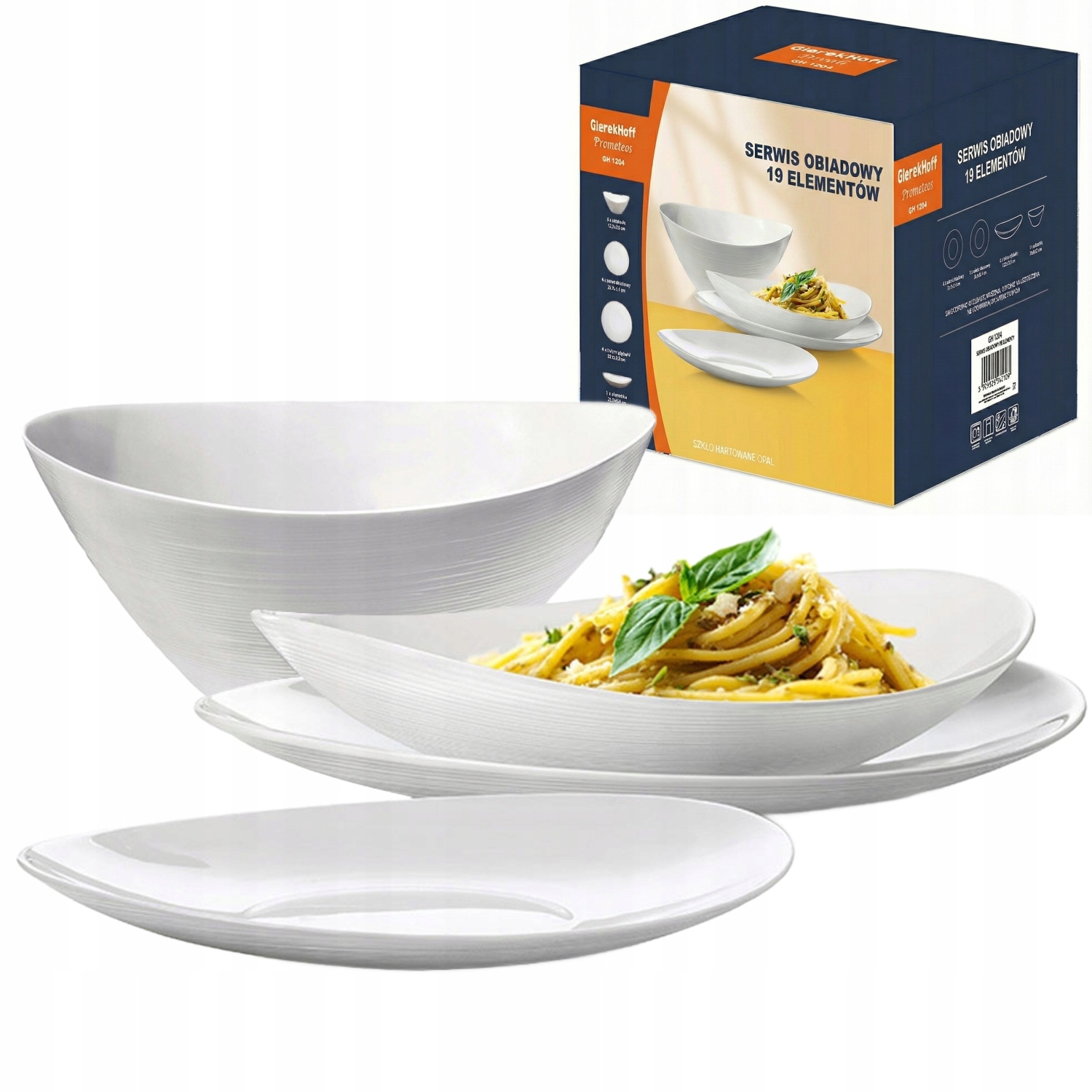 Kompletní Sada Jídelního Jídelní Servis Talířů 19 ks Pro 6 Osob Bílé, Včetně Mísy – Ideální Jako Dárek