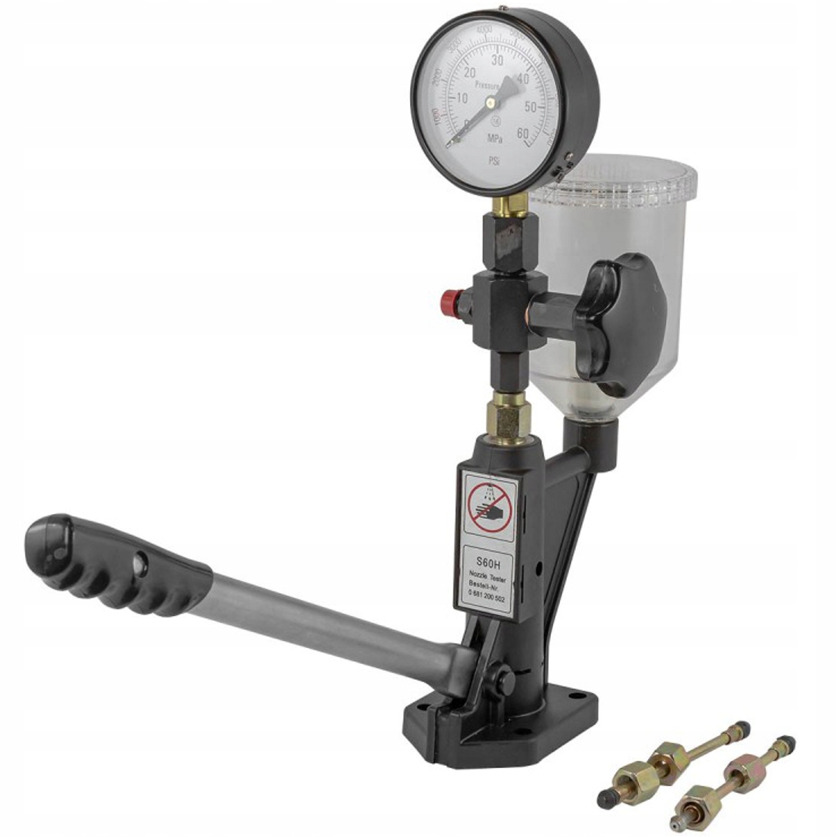 Skúšobník vstrekovačov, manometer, 600 bar, diesel, Forsage