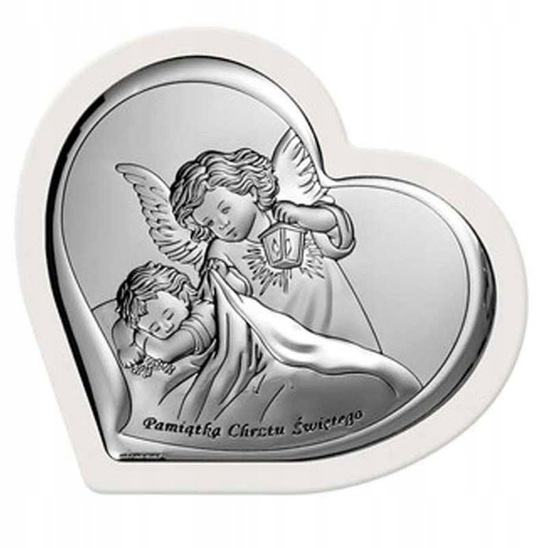 SREBRNY OBRAZEK ANIOŁEK PAMIĄTKA CHRZTU ŚWIĘTEGO Marka Azur