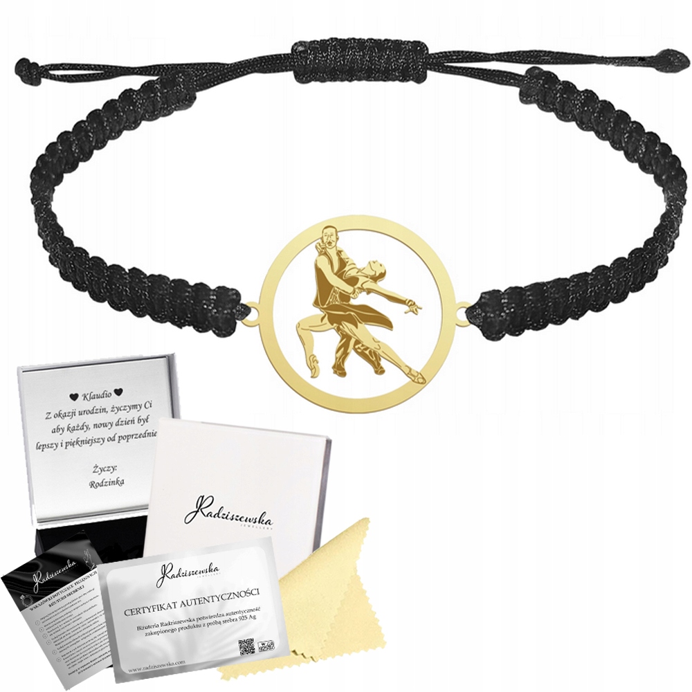 Zlatý náramek Tanec Latino Makramé Dárek Stříbro 925 Gravírování Bonus
