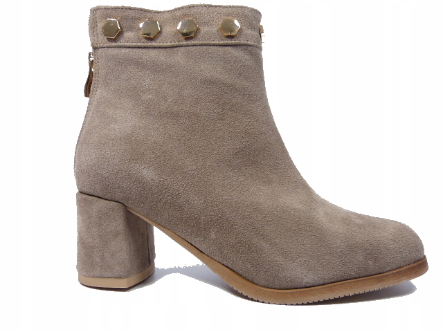 Béžové dámské kotníkové boty na podpatku, stabilní boty s ozdobou Gopol 36