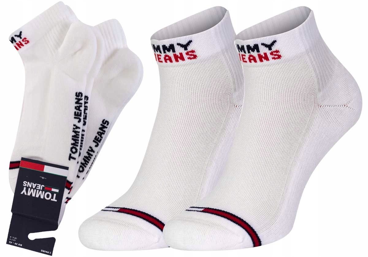 TOMMY HILFIGER PONOŽKY ČLENKOVÉ PONOŽKY 2 PÁRY WHITE 43-46