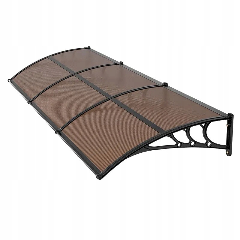 Baldachýnová strieška na dvere hnedá 96,5 x 297,5 cm, silný kryt z polykarbonátu Abs