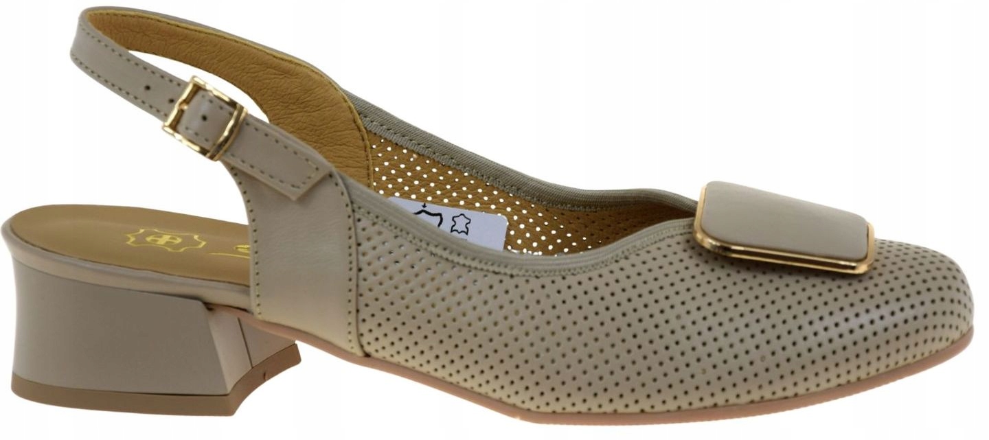 Elegantní dámské lodičky slingback béžové kožené Góral 2098 VEL.38