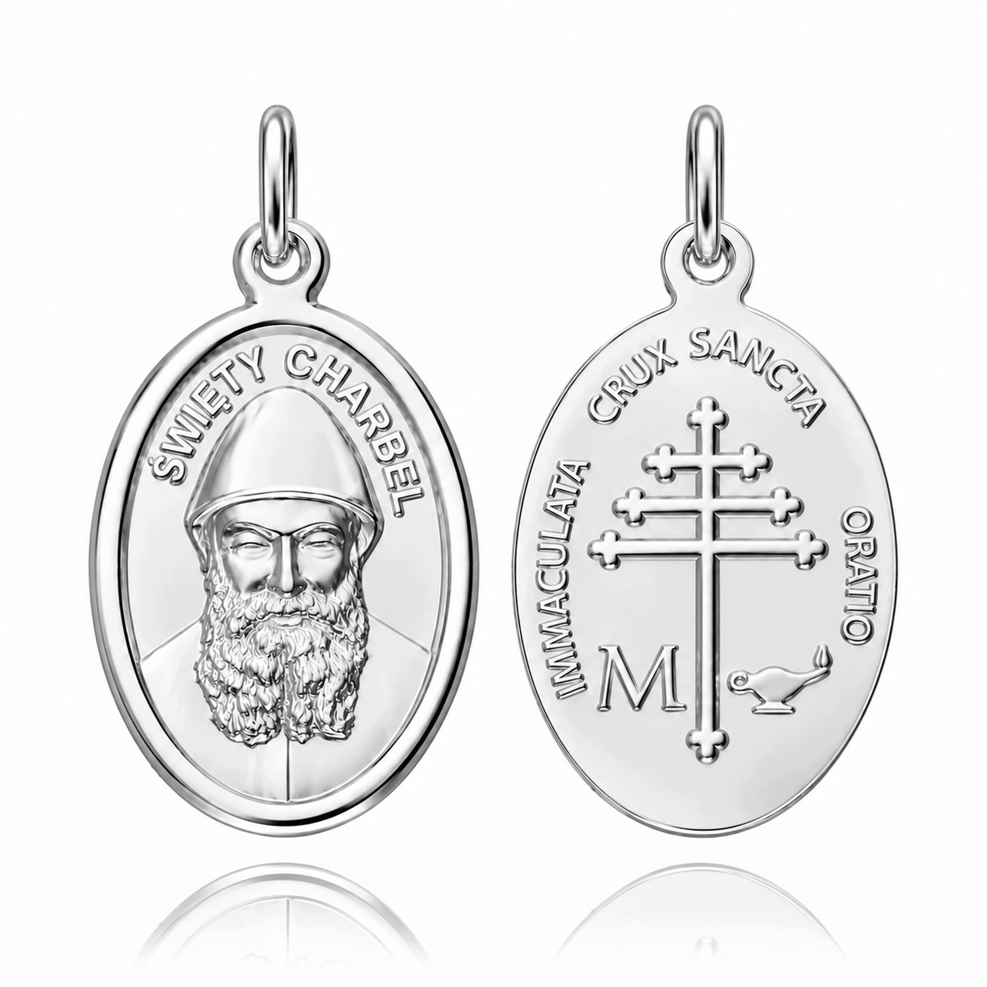 Stříbrný medailonek 925 Svatý Charbel, oboustranný