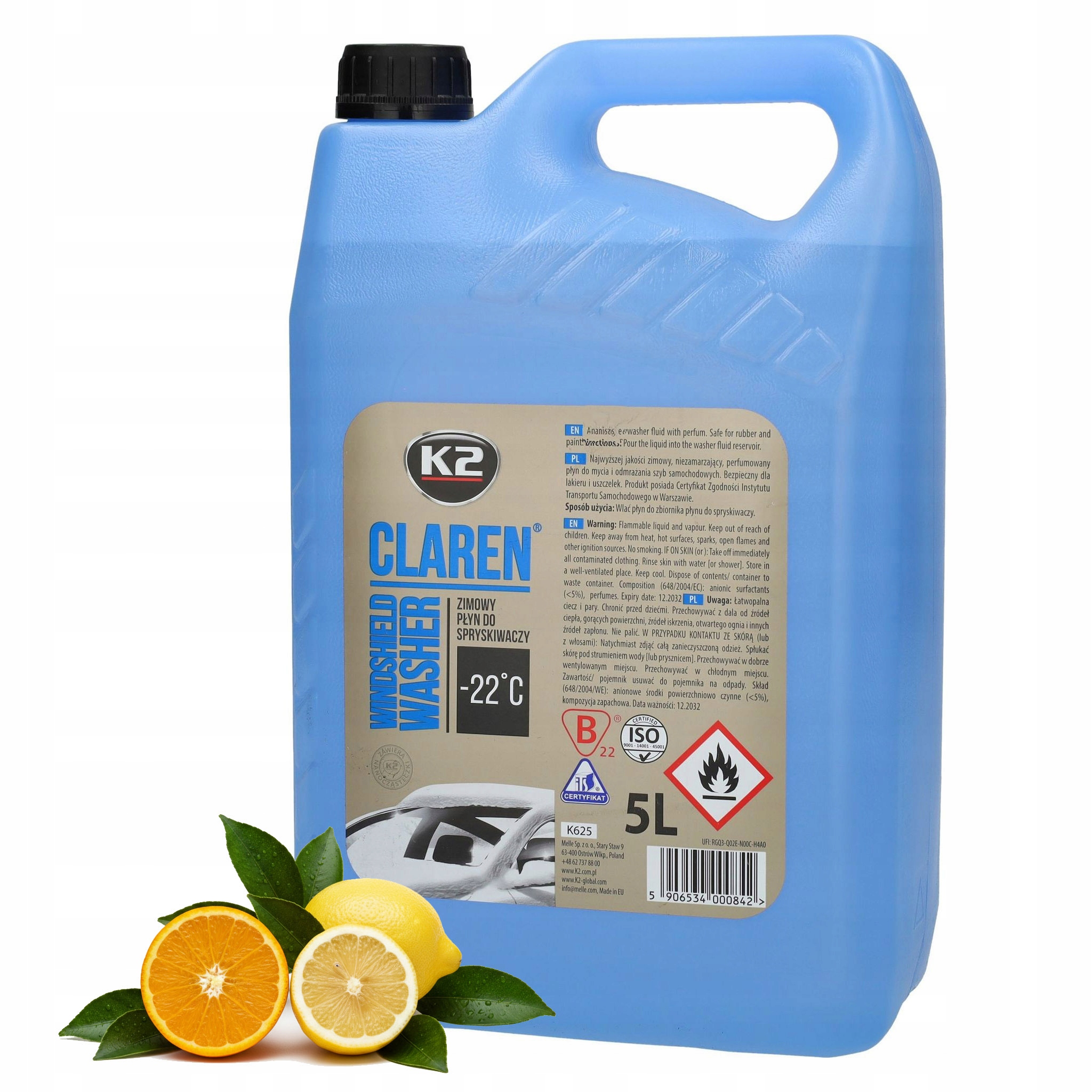 K2 Claren 5L Płyn Do Spryskiwaczy -22C K625
