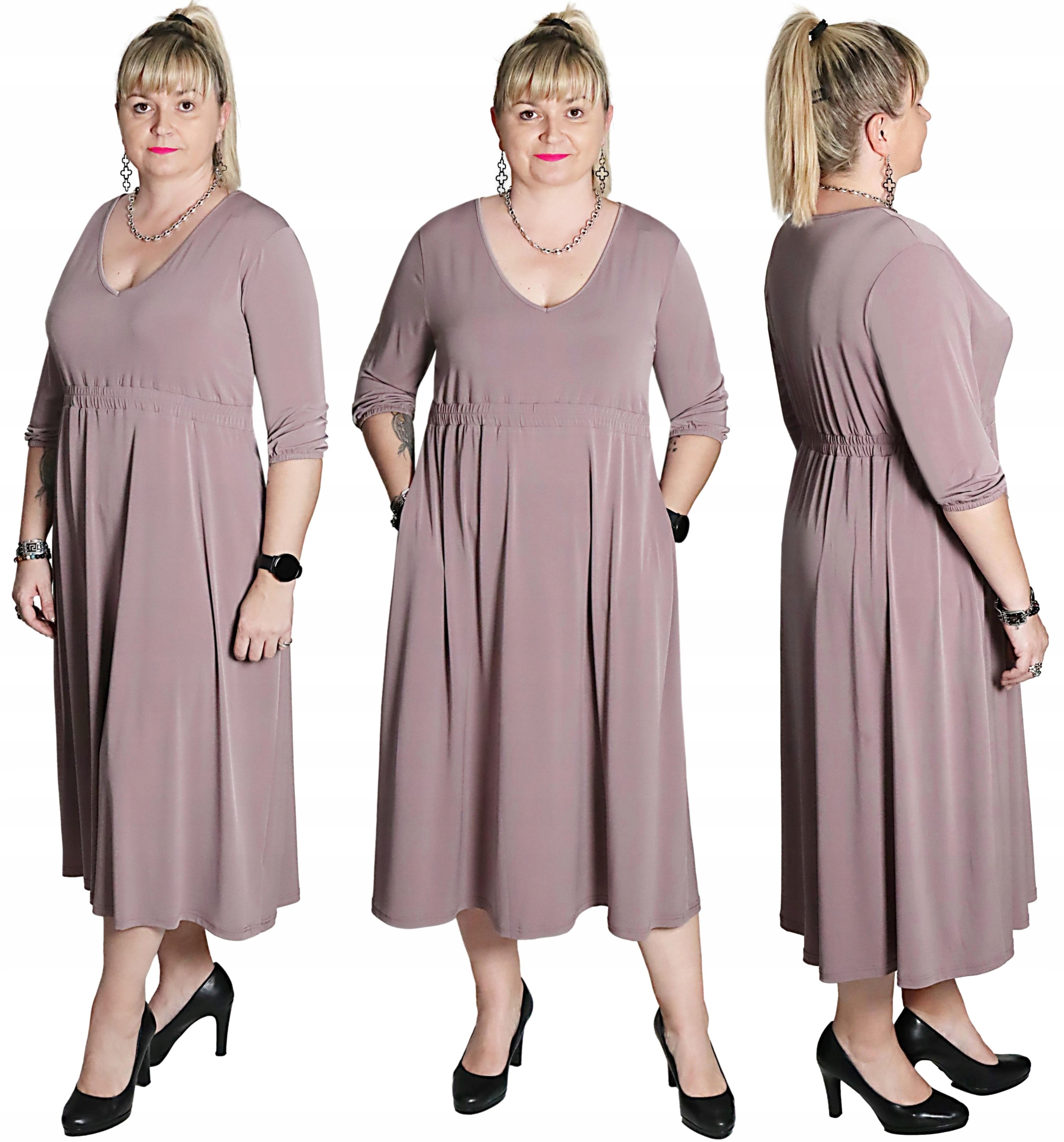 Sukienka Maxi Z Gumką kolor Nude roz.52