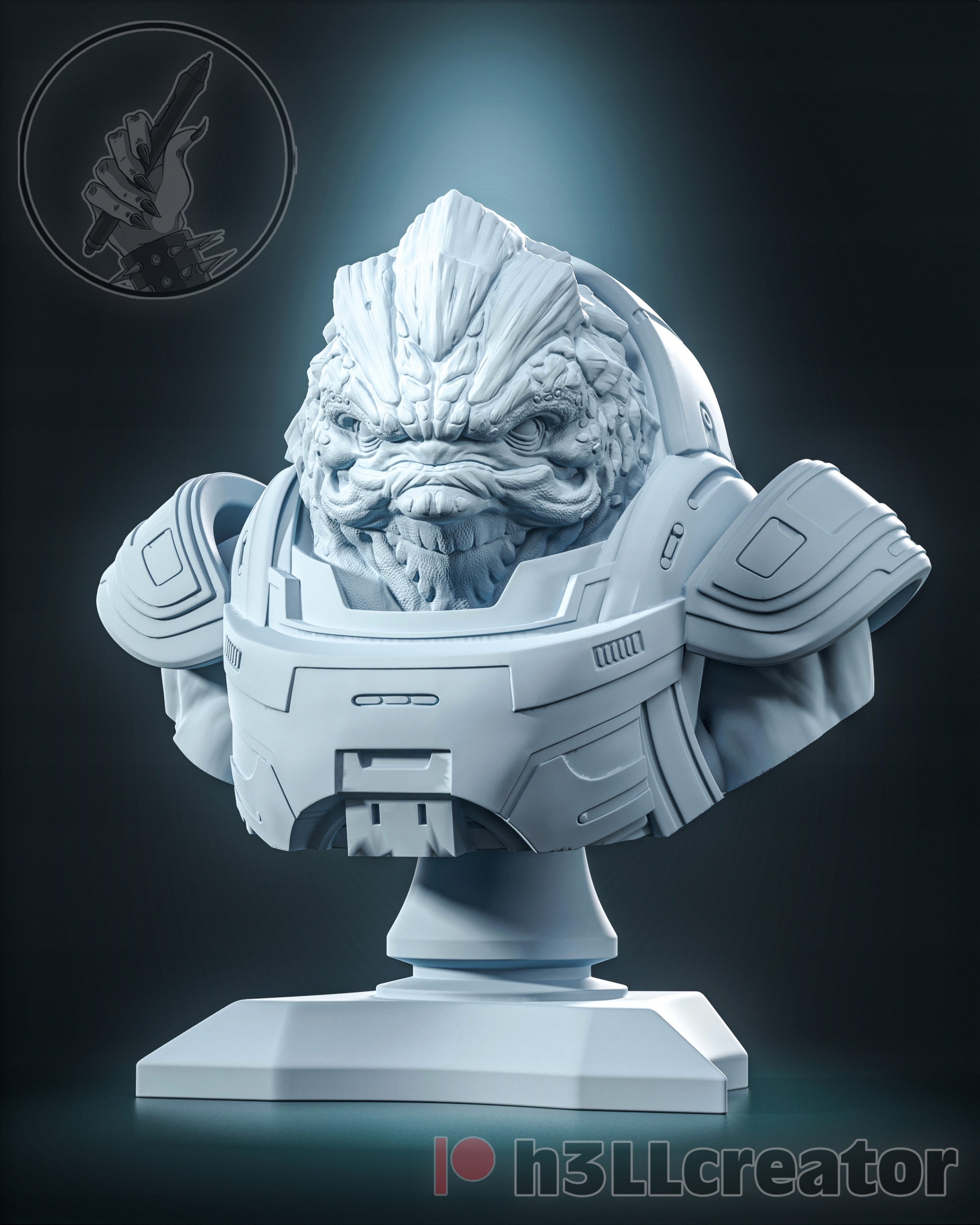 Figurka Grunt Mass Effect Busta h3LL creator 3D tisk 12K