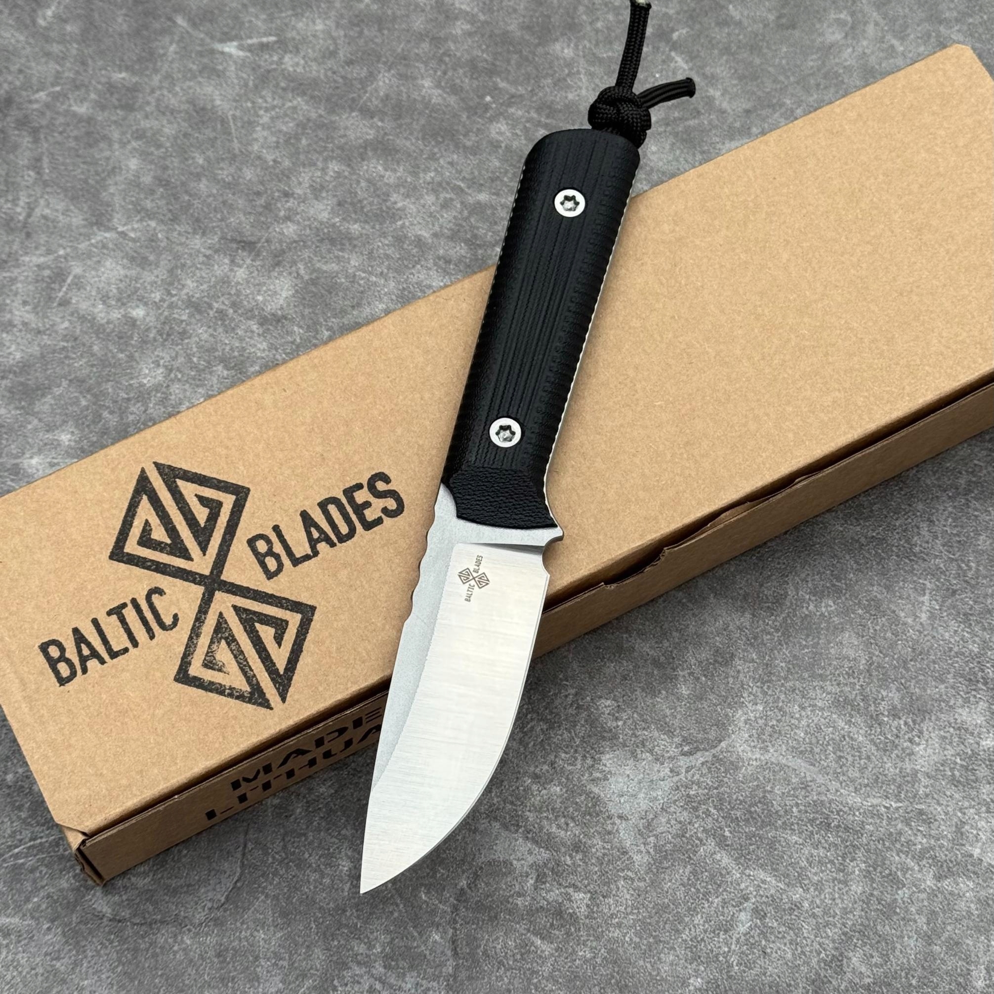 Nůž Baltic Blades Iltis Tar Satin Elmax Double Black Canvas Micarta Kydex