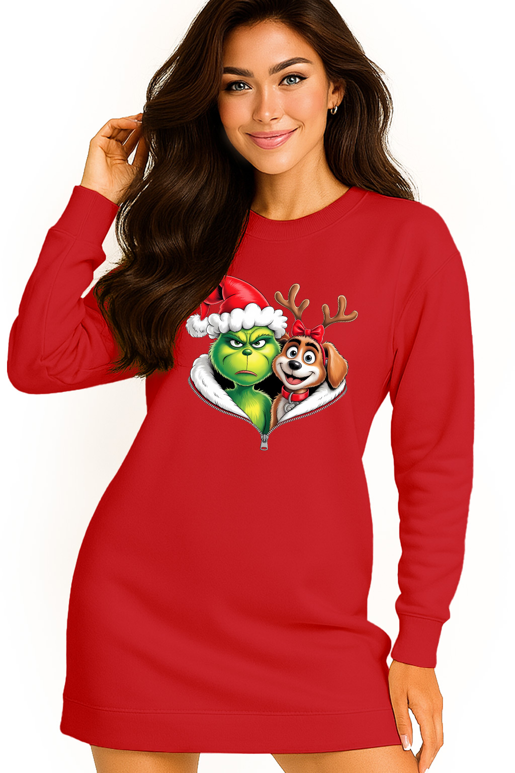 Mikina Vánoční Oversize Šaty Grinch Sob Dárek Vánoce XL