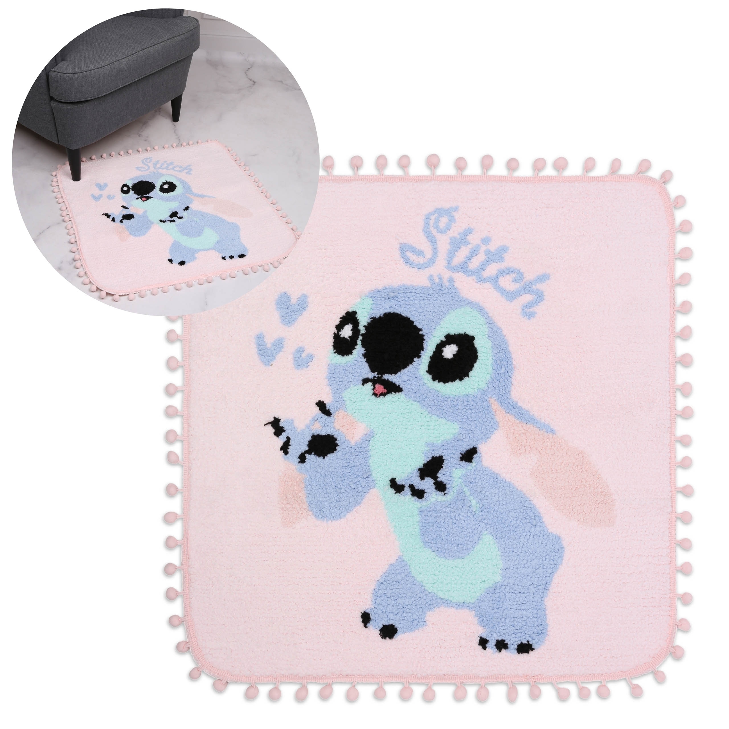 Disney Stitch Kwadratowy Dywanik różowy Antypoślizgowy dywan 60x60 cm