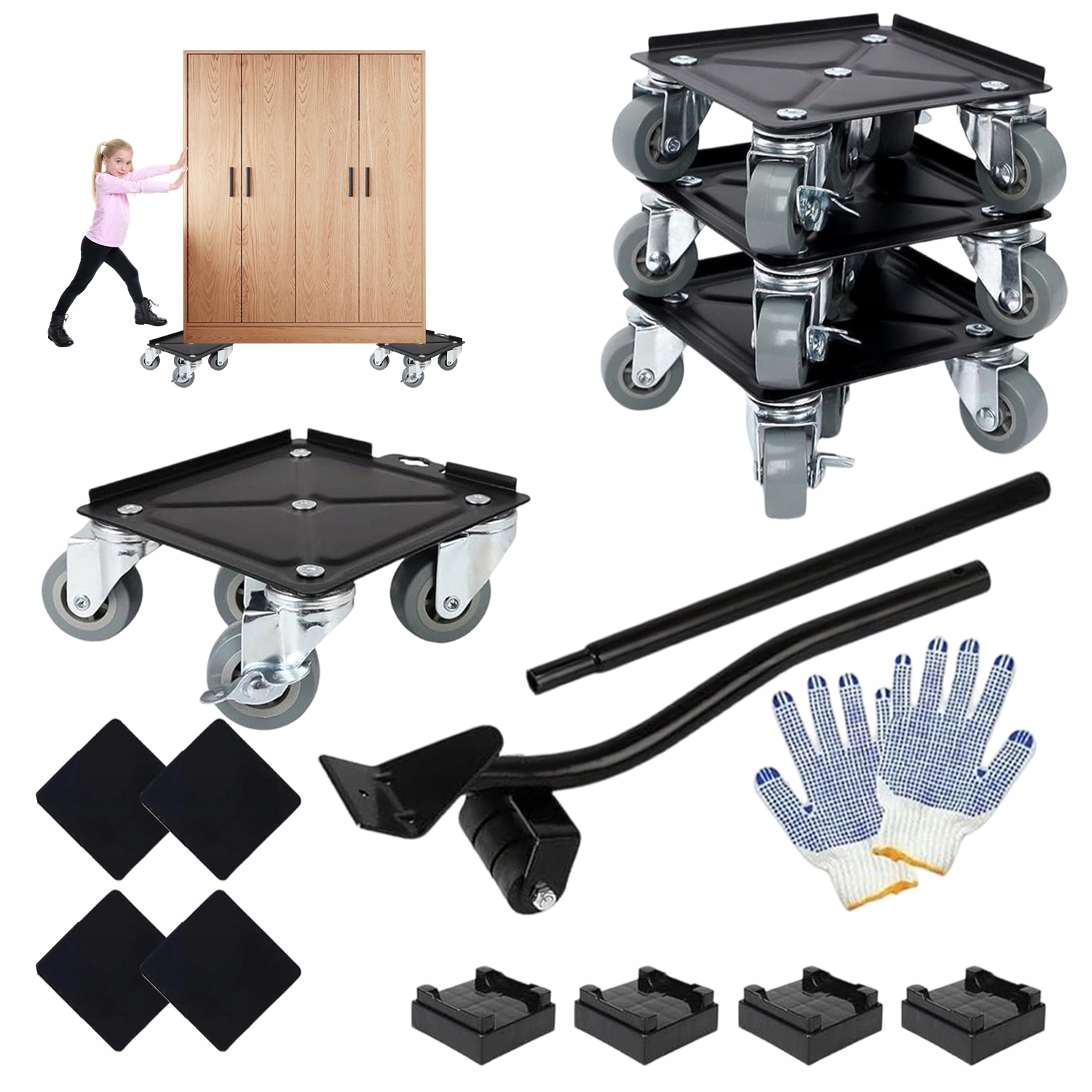 Sada Pro Stěhování Nábytku, Otočné Válečky, Ocelové, Odolné