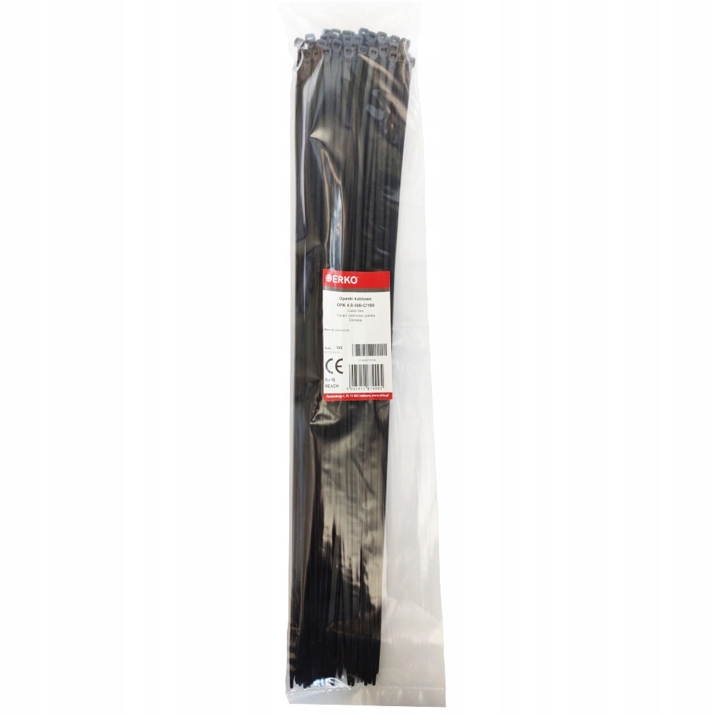 

Opaski Kablowe Zaciskowe 4,8x500 Czarne Trytki