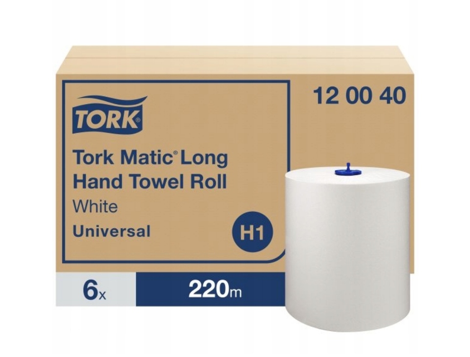 Ręcznik papierowy Tork Matic 120040, 6 rolek x 220m 1 warstwowy, H1, biały.
