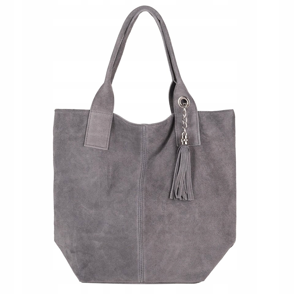 WŁOSKA TOREBKA WOREK ZAMSZ A4 FRĘDZLE GRAFIT 4243 Płeć kobieta