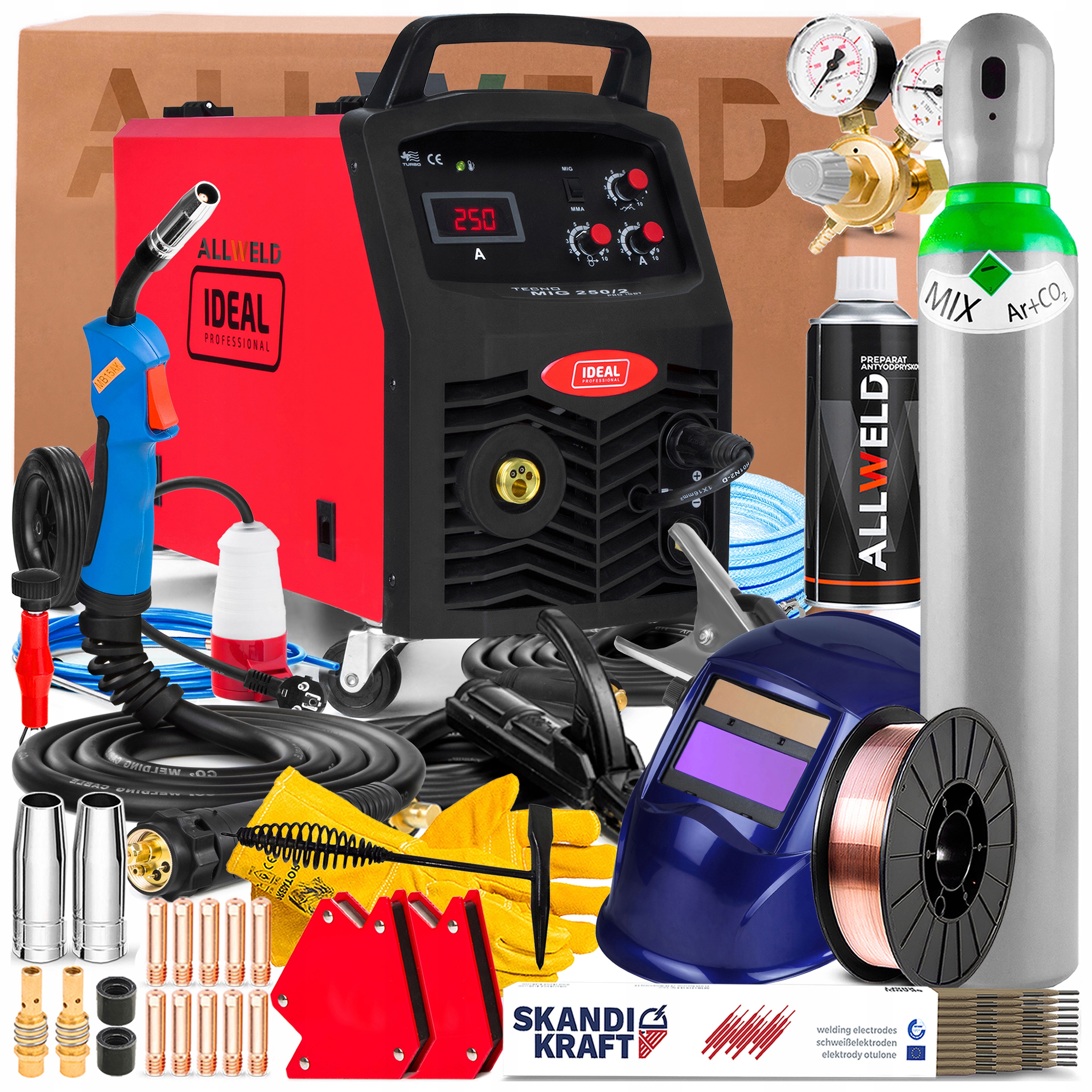 Poloautomatický Svařovací Stroj Ideal Tecno Mig 250/2 Pro 230V 400V 250A Mma Flux