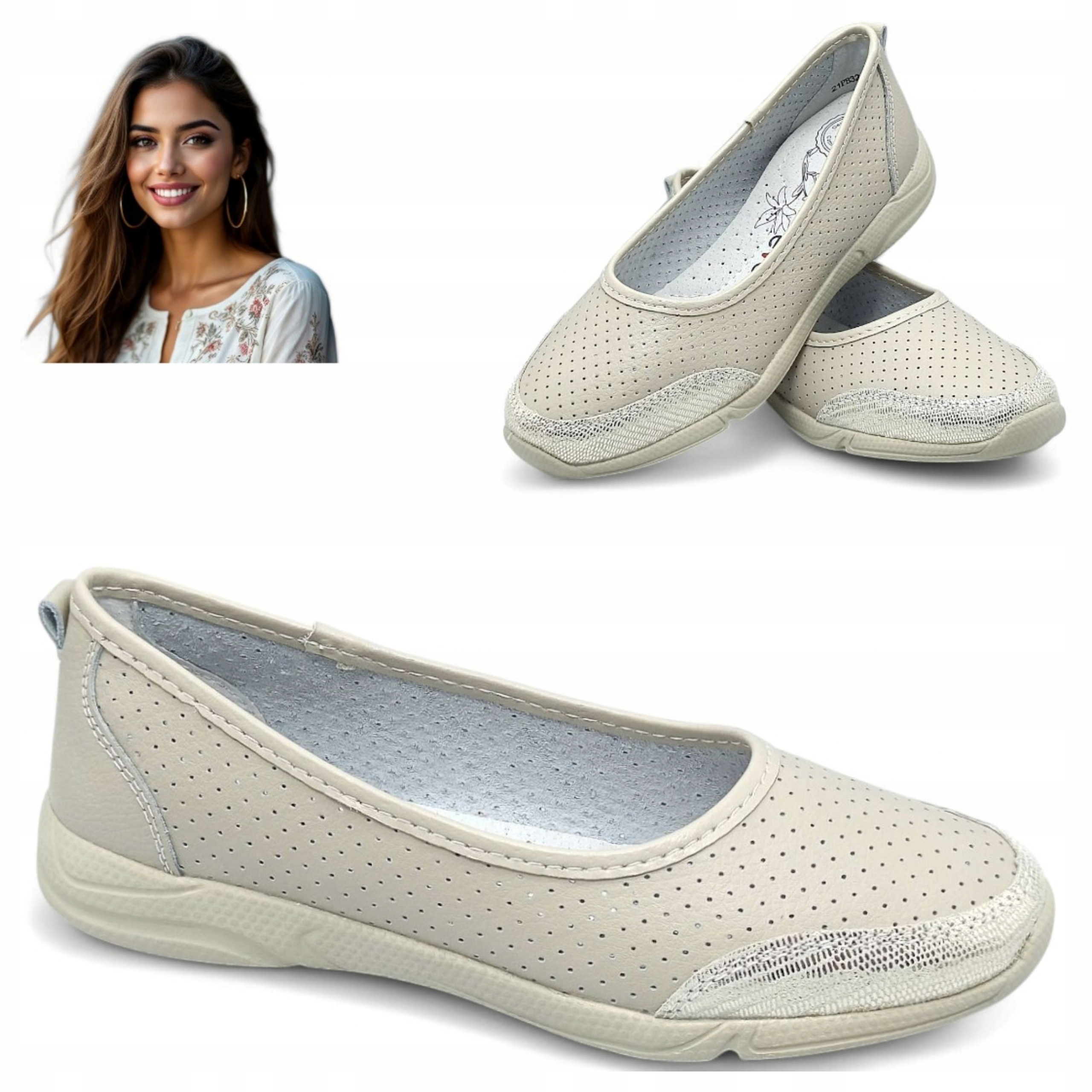 Dámské kožené baleríny 41 Ažurové baleríny Lehká letní obuv Evento