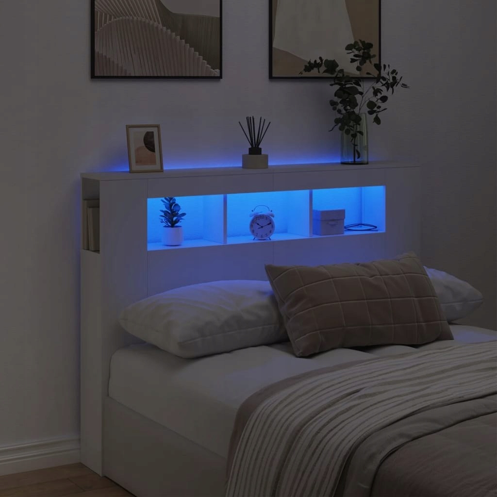 VidaXL Čelo postele s Led, bílá, 140x18,5x103,5 cm