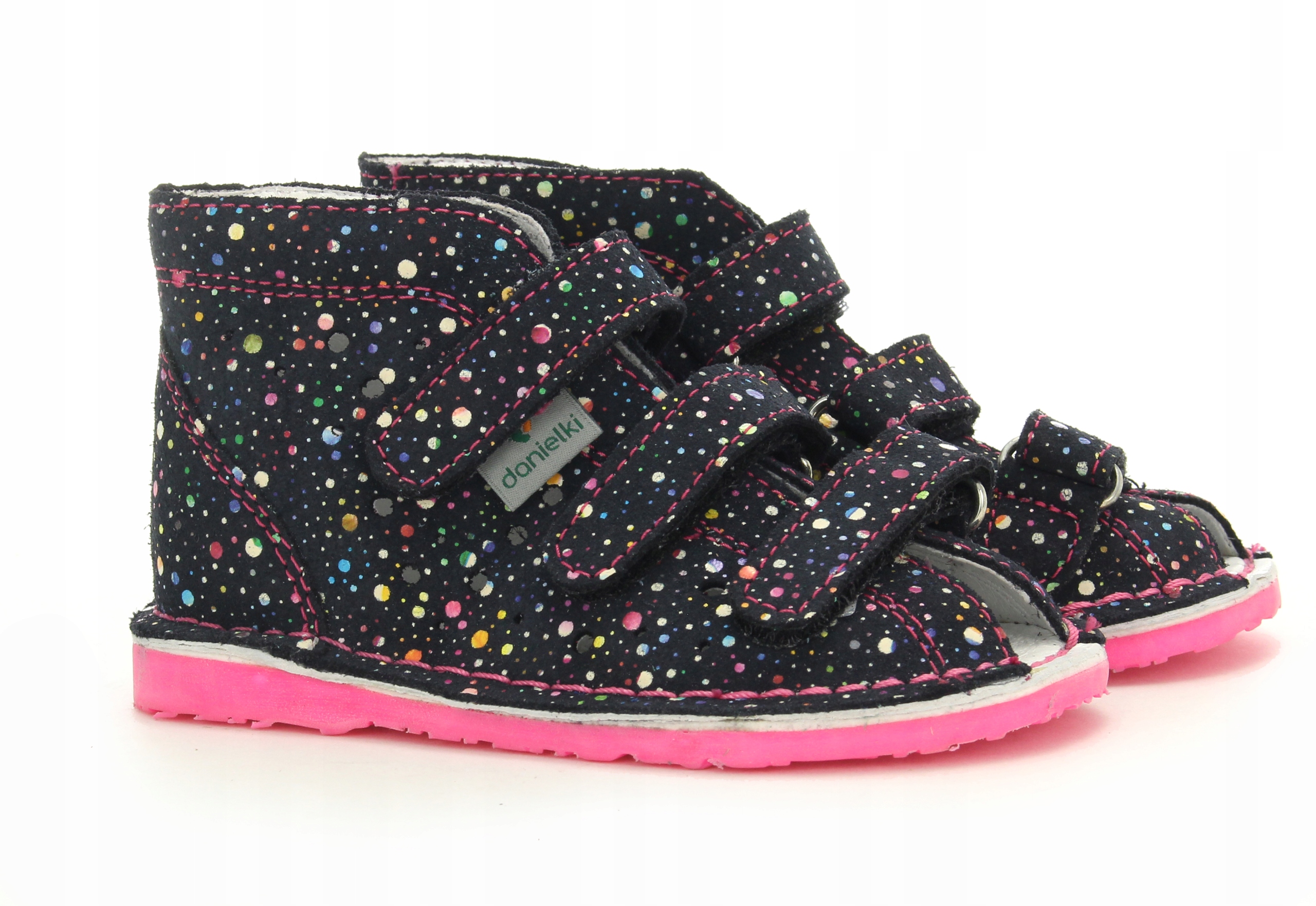 Danielki T125L kropki granat fuksja 21 (14.50 cm)