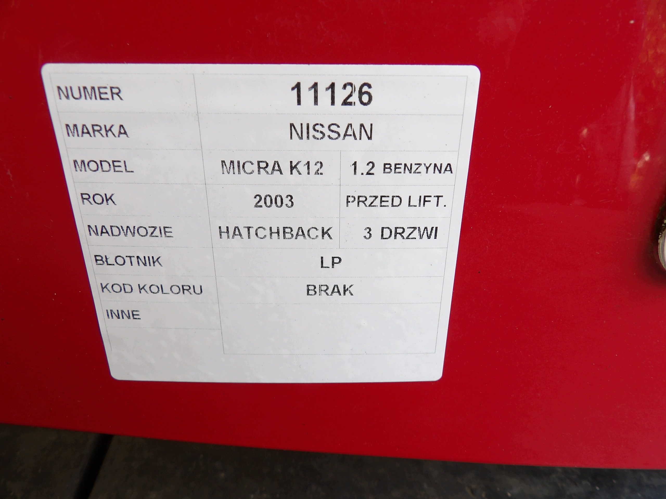 NISSAN MICRA K12 fender front left