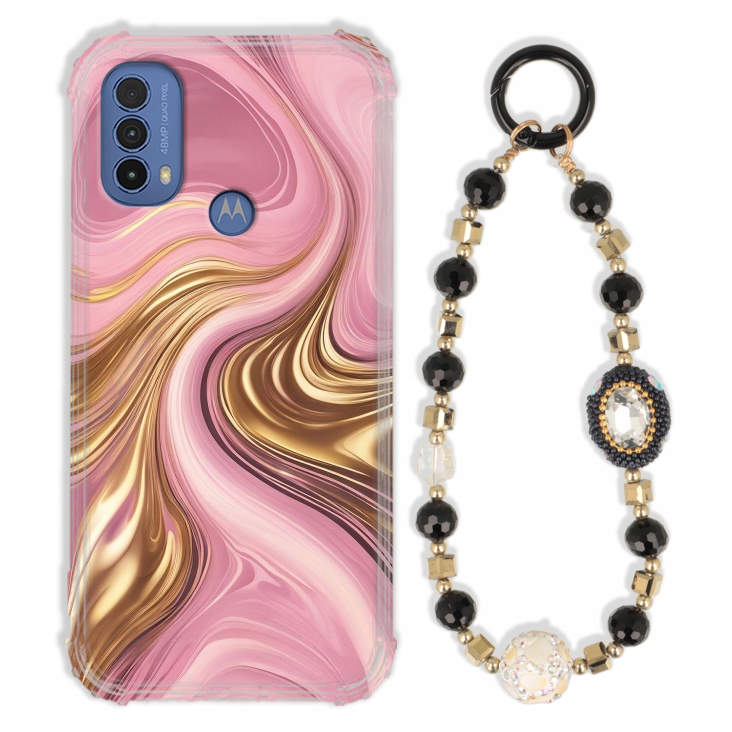 Puzdro Pre Motorola E40 Case Antishock Zirkóny Čierno Zlaté|odolné|pevné