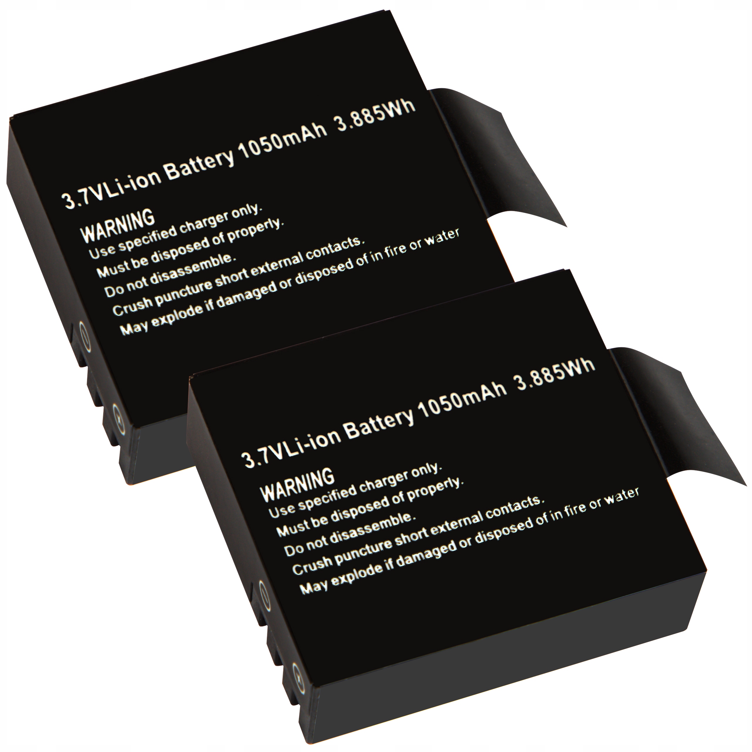2x Baterie Akumulátor Li-ion Pro Sportovní Kamery 3,7 V 1050 mAh Univerzální