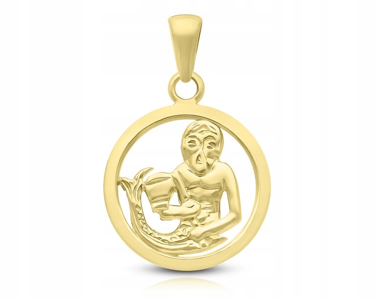 Zlatý přívěsek 585 znamení zvěrokruhu Vodnář přívěsek na řetízek kulatý