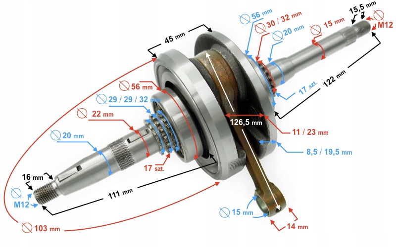 Klikový Hřídel Pro Skútr B-max Martinelli
