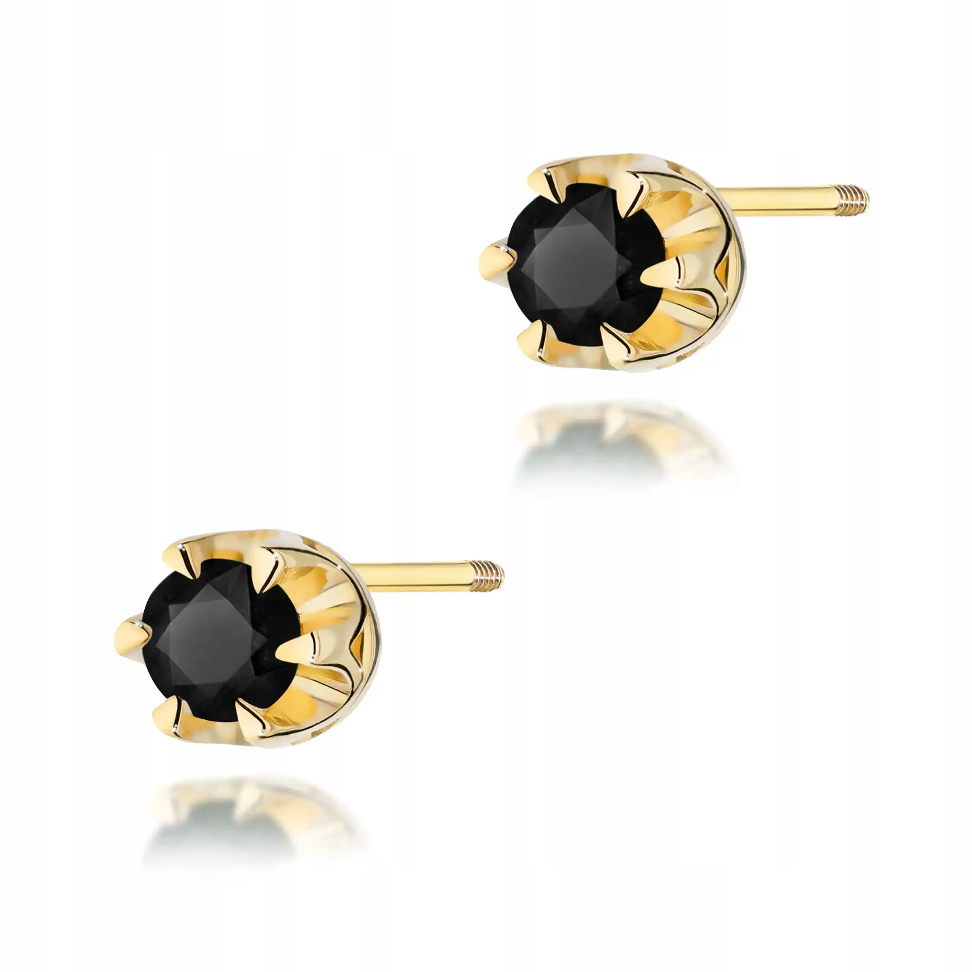 Náušnice zlaté dámské 585 černý diamant elegantní, ideální jako dárek 14k