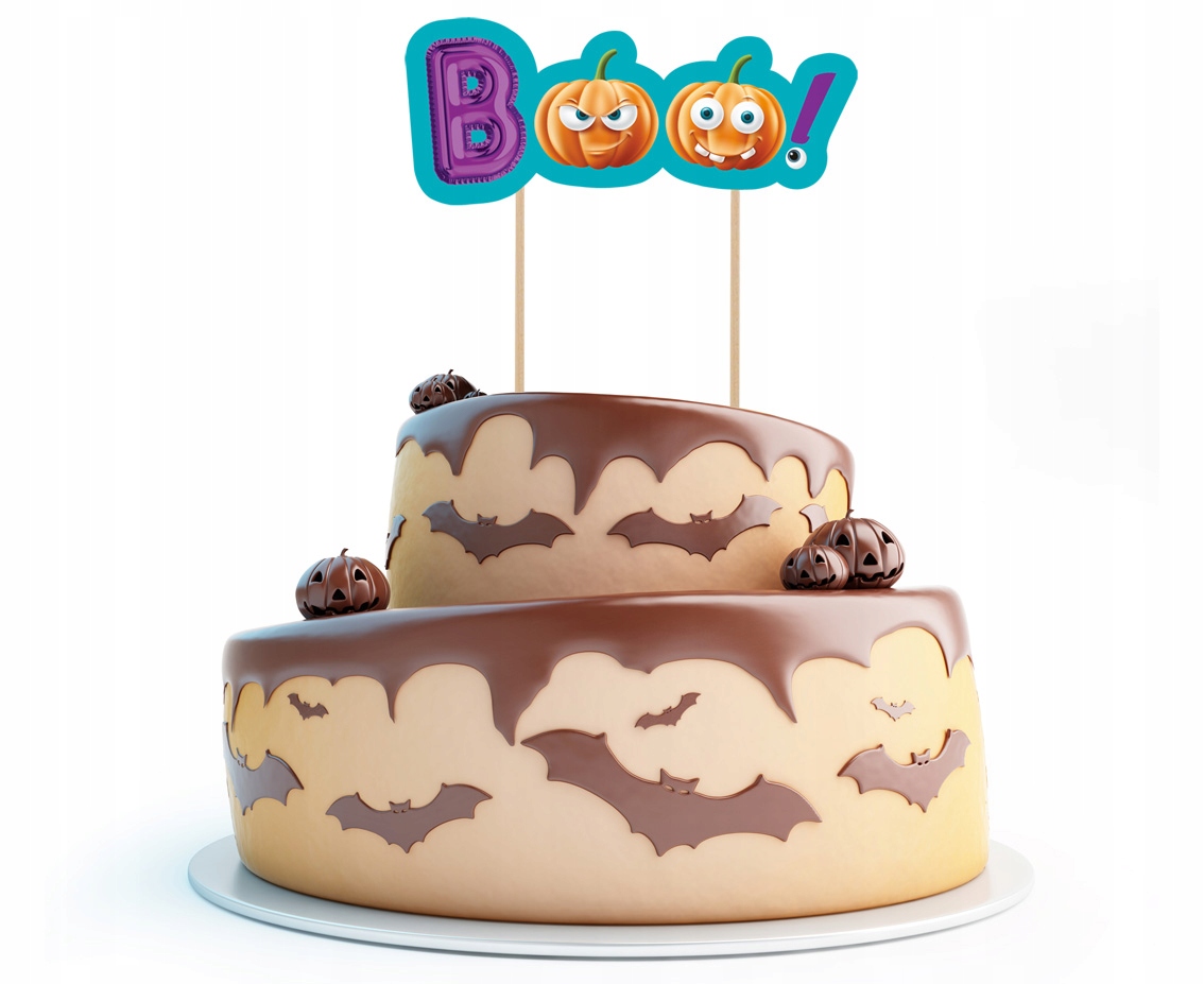 Dekoracja Topper na Tort Halloween Dynie Boo 18 cm