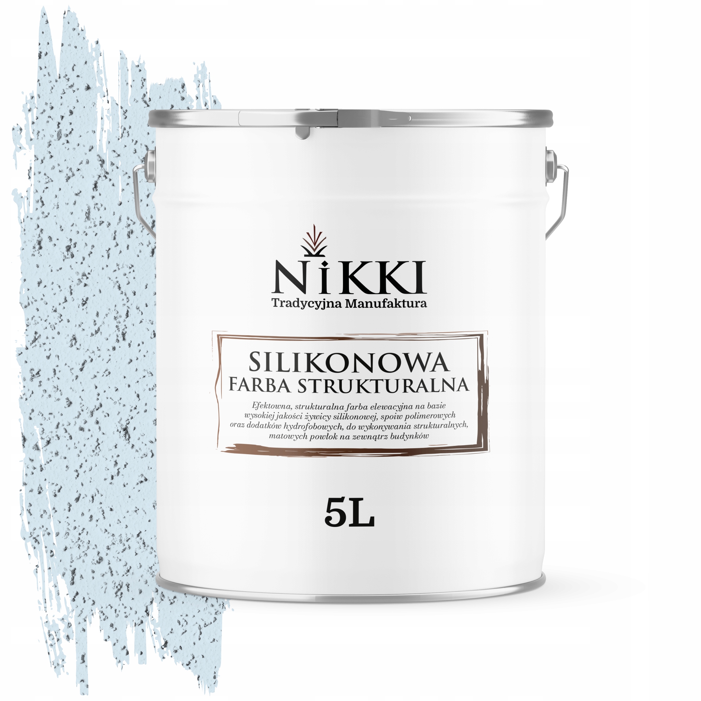 Štruktúrovaná fasádna silikónová fasádna farba 5L Biela v modrej farbe F111
