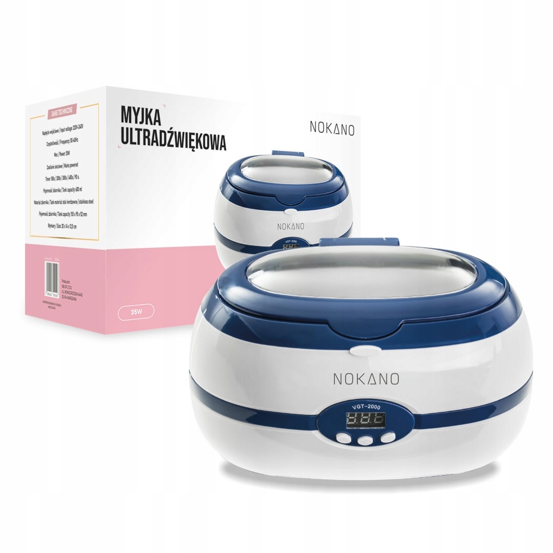 myjka Ultradźwiękowa nokano VGT-2000 600ml Timer narzędzia pedicure Cicha