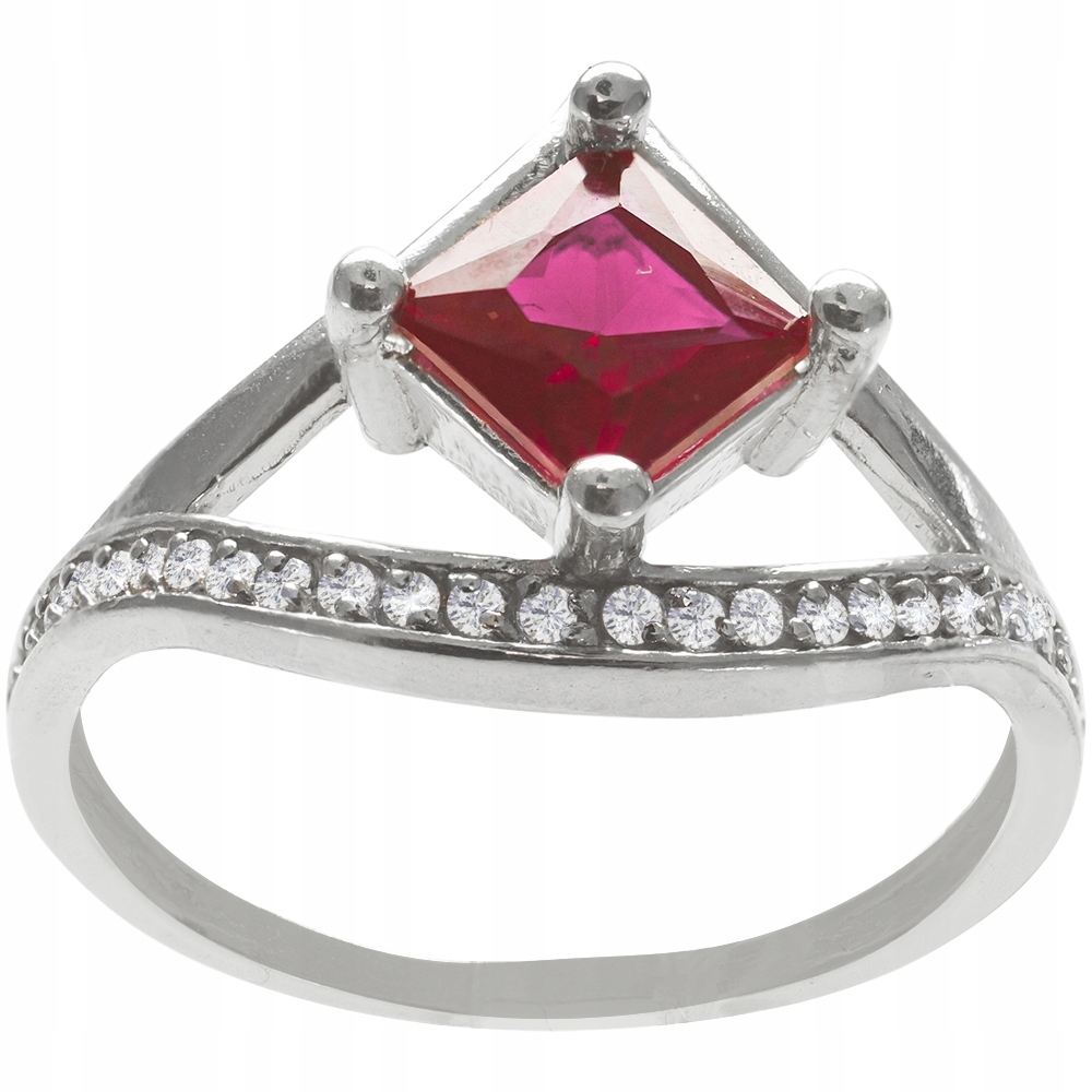 Stříbrný Zdobený Prstýnek Ryzost 925 Rubínový Kosočtverec