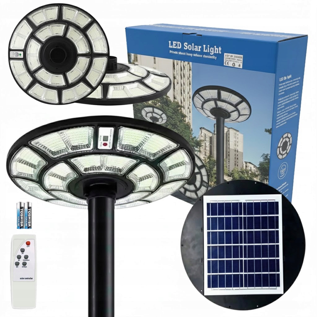 Solární lampa zahradní pouliční lampa s soumrakovým senzorem a dálkovým ovládáním Ufo Led