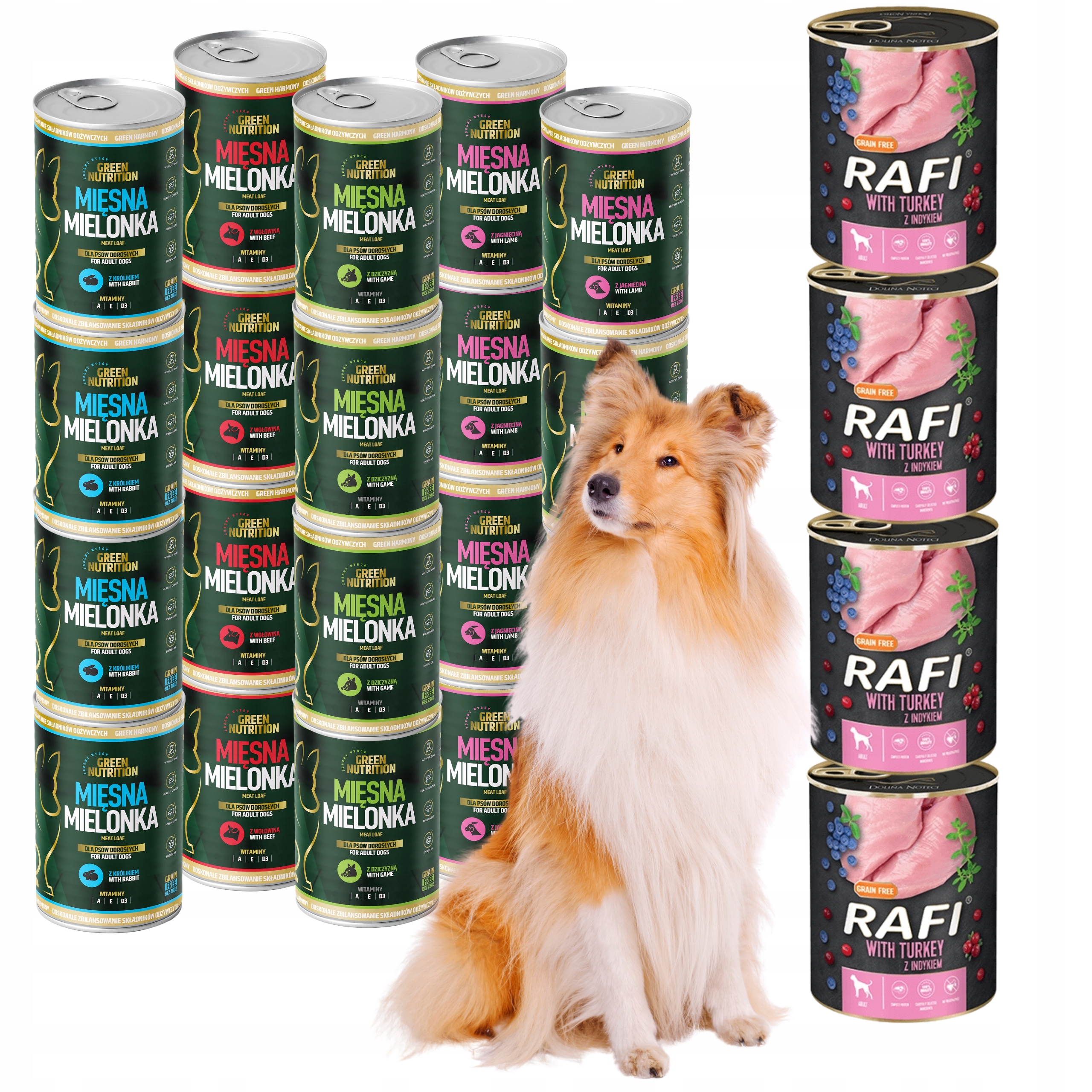 Levně Rafi Green Nutrition Vlhké Vlhké Krmivo 9,6 kg Sada 24 Ks Bez Obilí