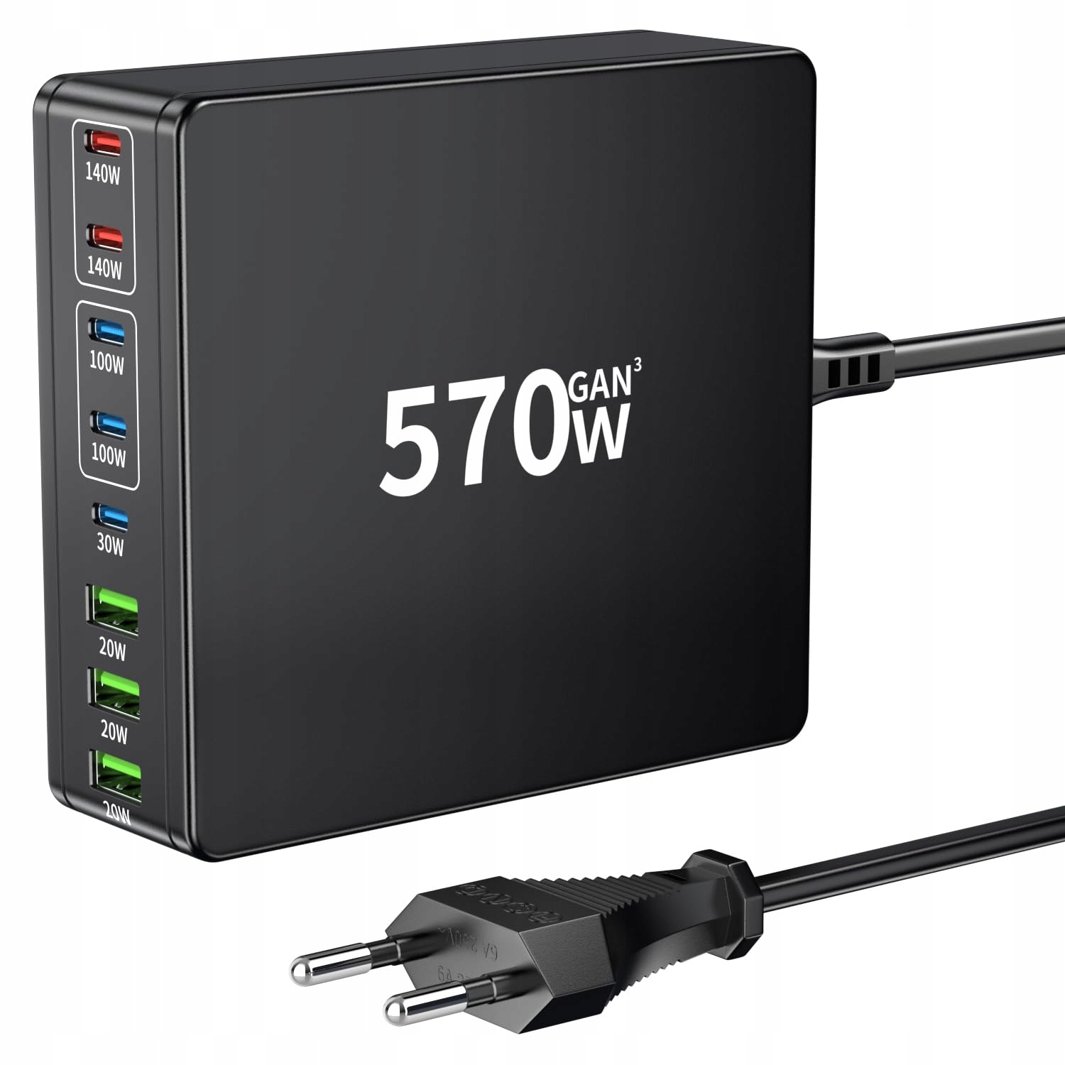 Ładowarka Stacja Ładująca Wieloportowa Hssns 570W 8-PORTOWA Mocna +kabel