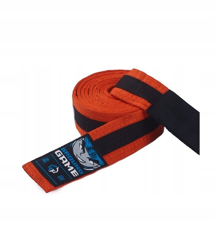 Pas do Bjj dla dzieci (Pomarańczowy z czarną belką) K4 225cm Ground Game
