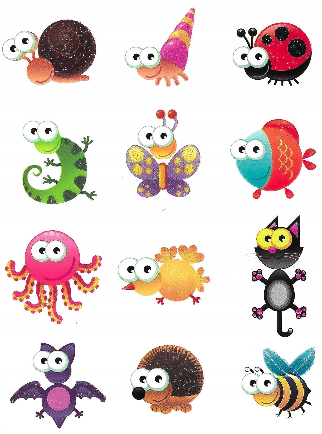 

Tatuaże brokatowe jeż ośmiornica kot mix