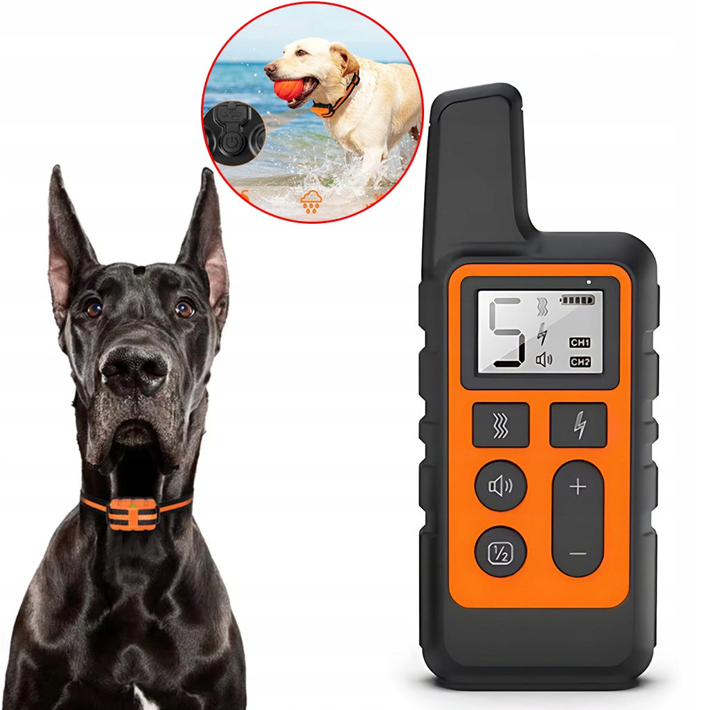 Levně Elektrický Výcvikový Obojek Pro Psa Voděodolný S Dálkovým Ovládáním, Dosah 500 M
