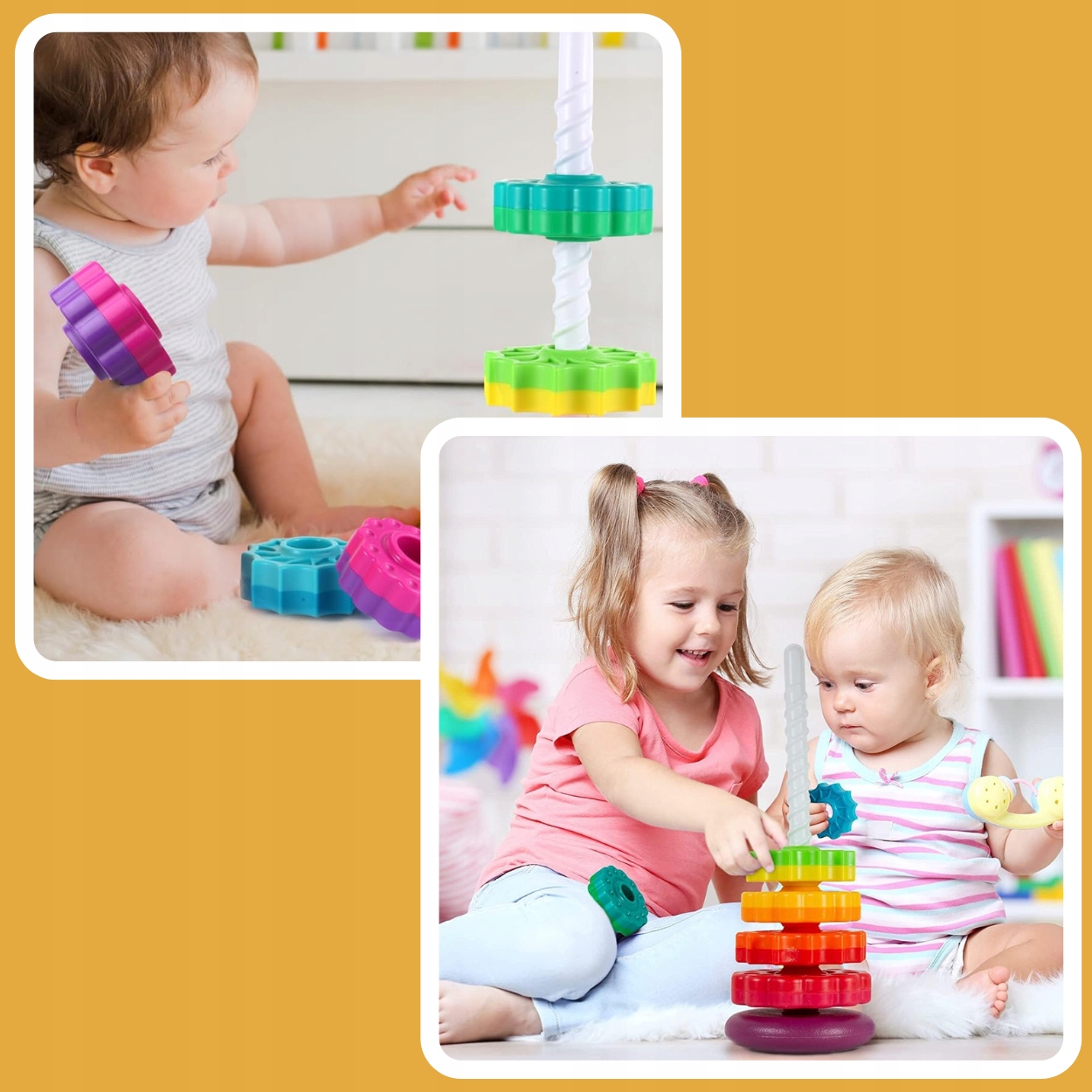 CSAVART TORONY OKTATÓ JÁTÉK SZIVÁRVÁNY PIRAMIS SPIRÁL GYEREKNAP Alsó korhatár 12