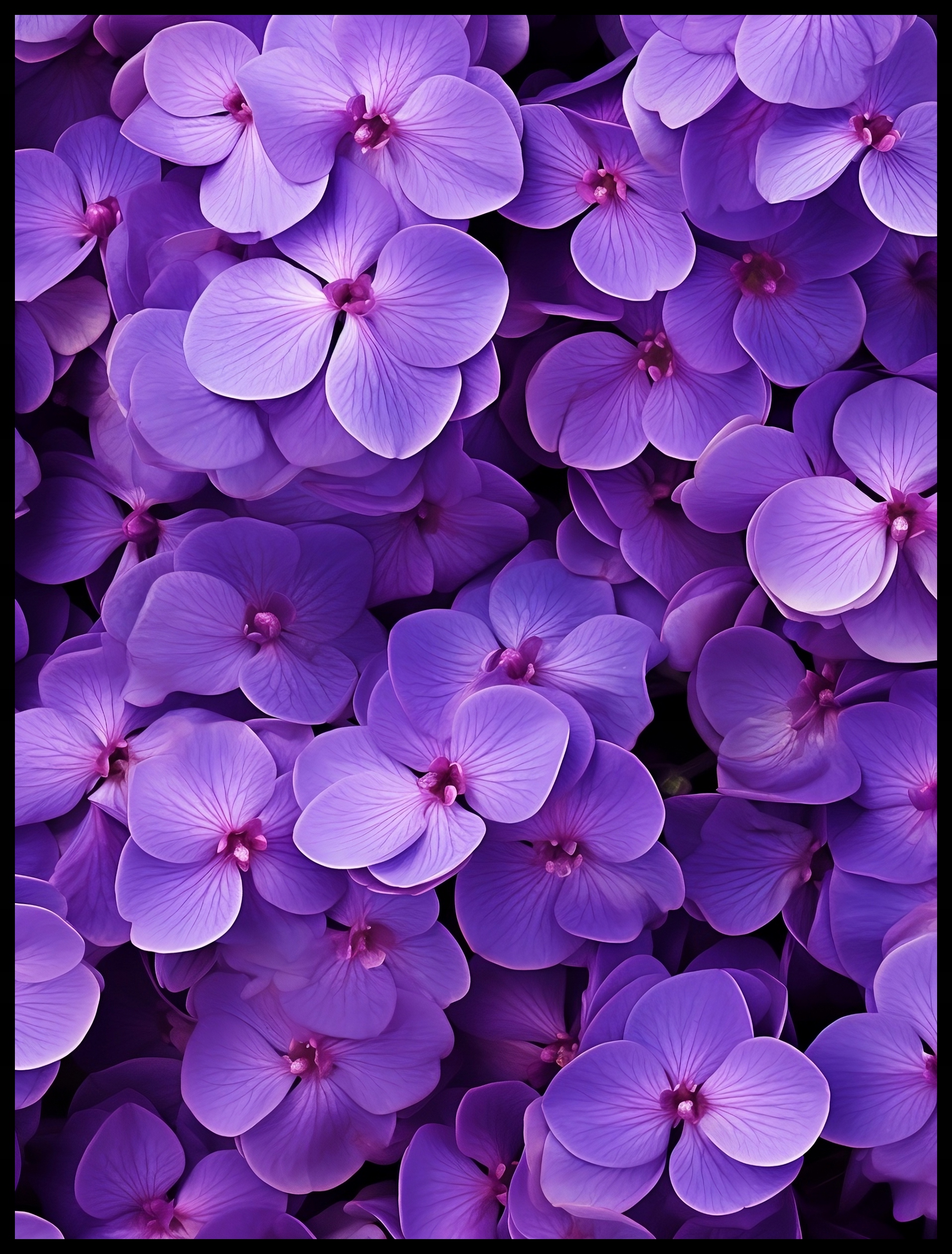 Plakat na Ścianę Obraz Fioletowe Kwiaty Hortensja Sztuka 30x40 cm Premium