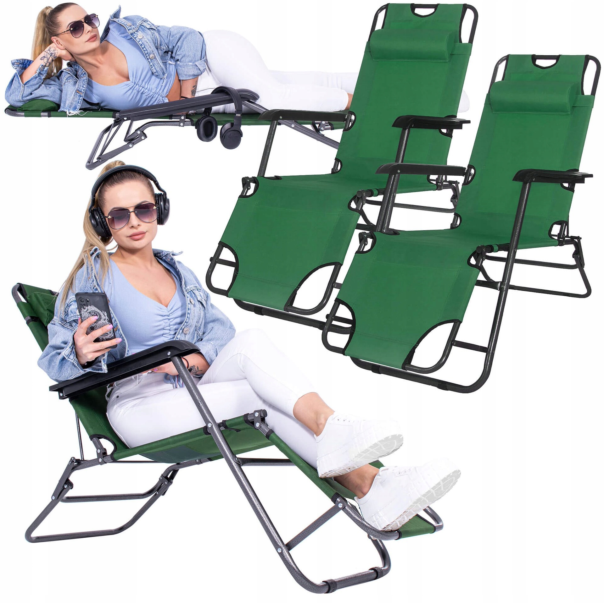 Ležadlo 2ks Záhradné Skladacie Kreslo Zero Gravity Turistické Plážové Lehátka